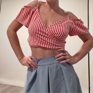 Red and white striped crop top